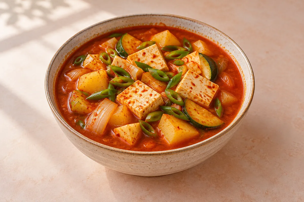 두부 고추장찌개 완성 모습 참고 · AI 생성 이미지